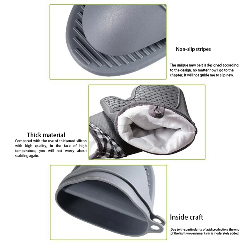 

Silicone and Cotton Gloves Are Suitable for Household Kitchen Cooking, Baking, Microwave Ovens 1 Pair