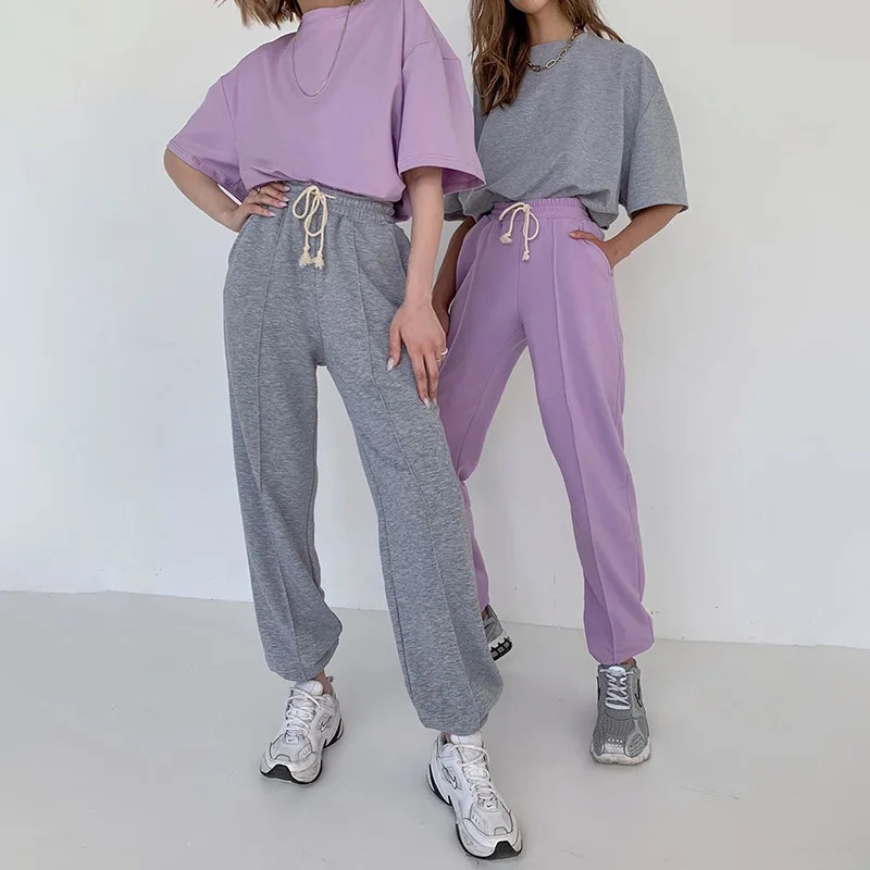 

2022 Spring Fall New Women's Casual Harem Pants Lady Fashion Loose Mid-waist Trousers Female Solid Color Streetwear Sweatpants