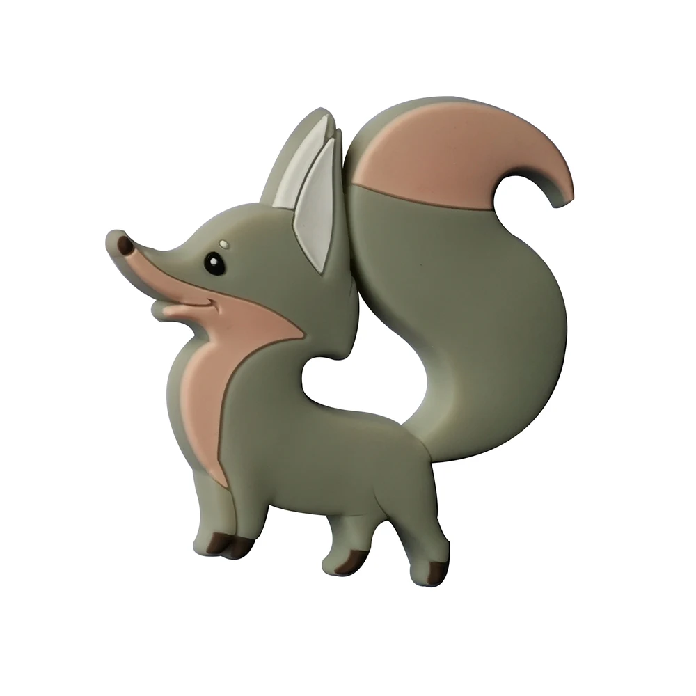 

Silicone Baby Teethers Food Grade Cocked Tail Fox Tiny Rod Children's Goods Nurse Gift Baby Teether Toys Bite Bites
