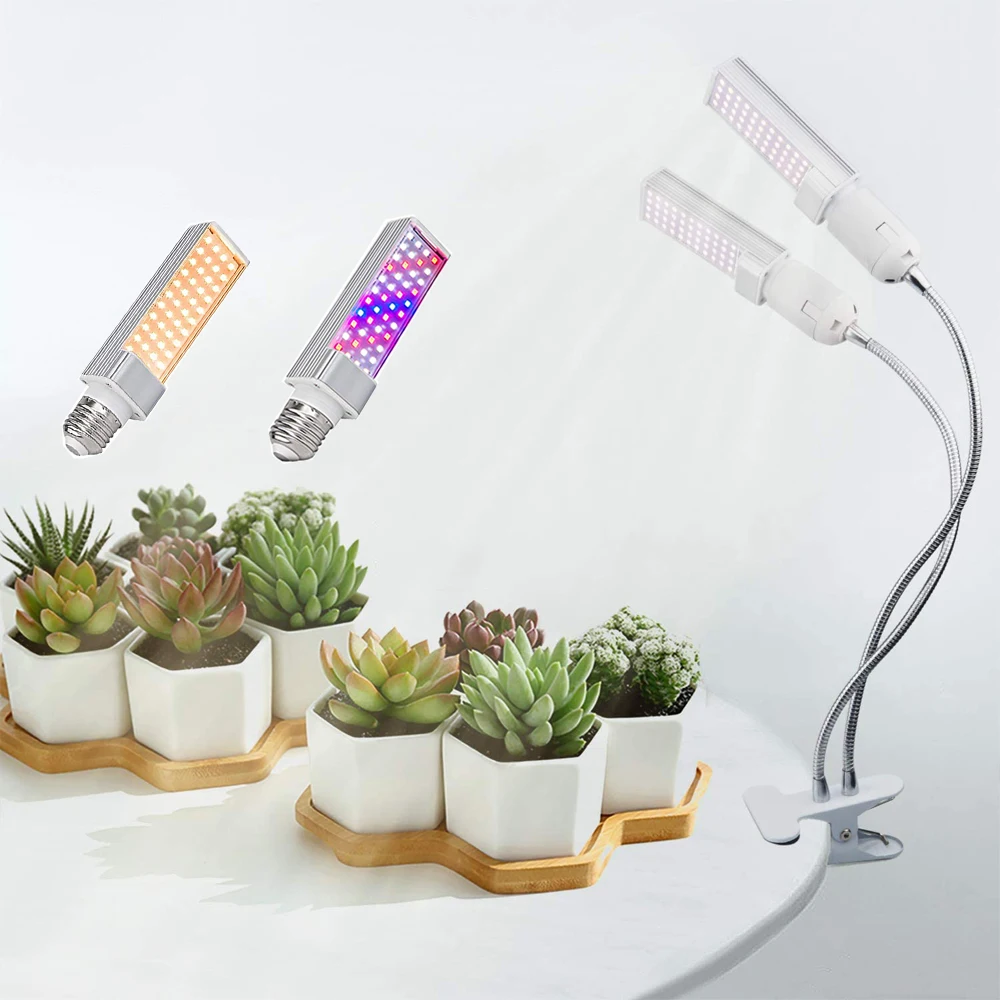 

LED Full Spectrum lights,with Replaceable E27 Bulbs, Dual Head and Double Switches, Professional for Seedling