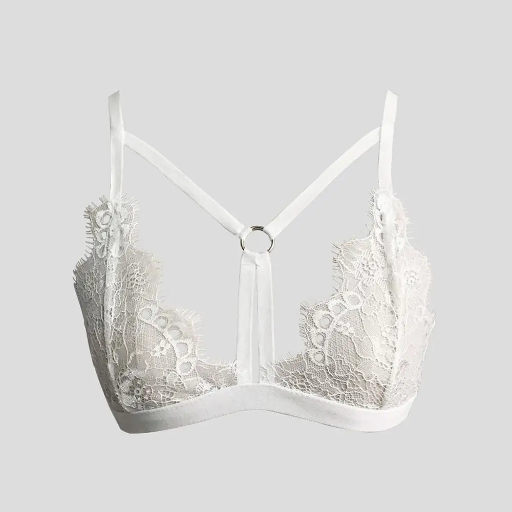 Женский кружевной топ бесшовное сексуальное однотонное белое кружевное ажурное