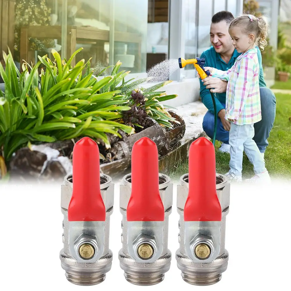 3Pcs Stainless Steel Ball Valve Switch Heavy Duty Globe With Red Handle Thread Pipe Fittings For Home Garden Factory - купить по
