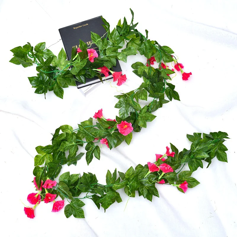 Искусственные листья Утренней славы подвесные лозы Декор яркие из ротанга для