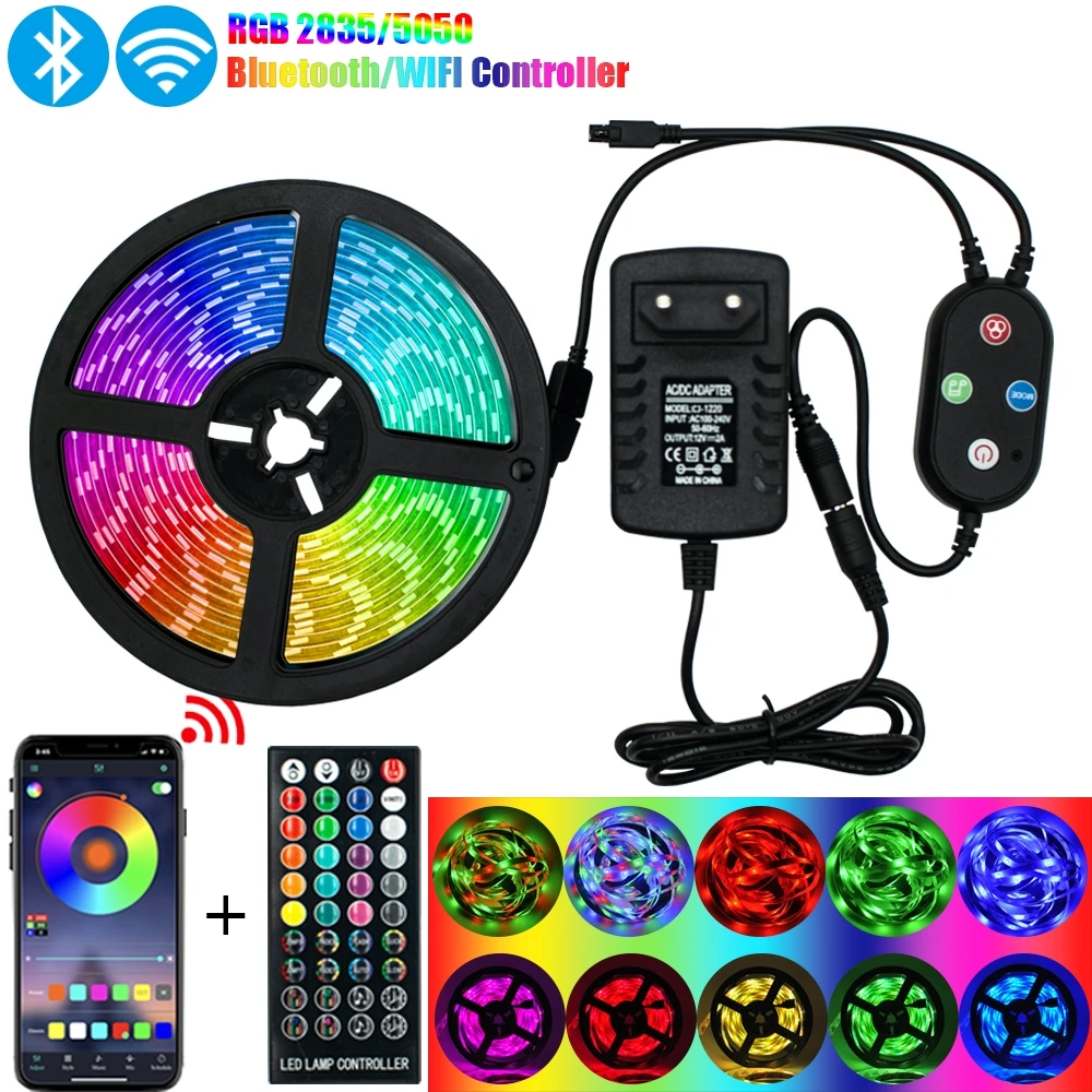 Светодиодные ленты с Bluetooth-управлением luces RGB 5050 SMD 2835 DC 12 В водонепроницаемая