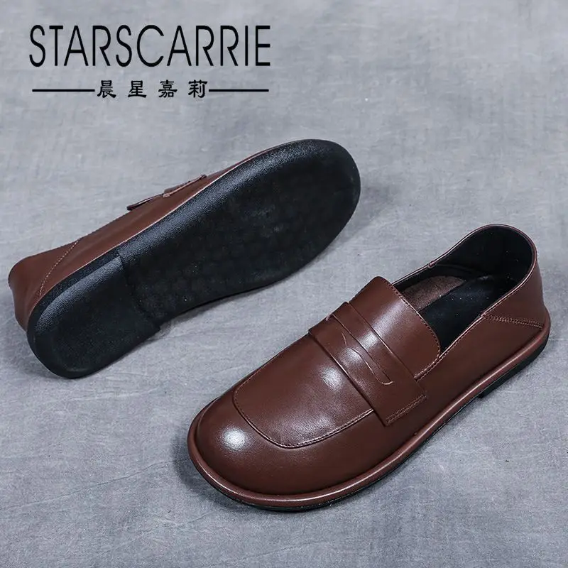 

British Japanese leisure and comfort college wind small leather shoes spring leather flat bottom soft leather shoes