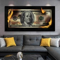 abstract dollar fire canvas paintings wall art posters and prints modern cash bill money picture living room home decor cuadros