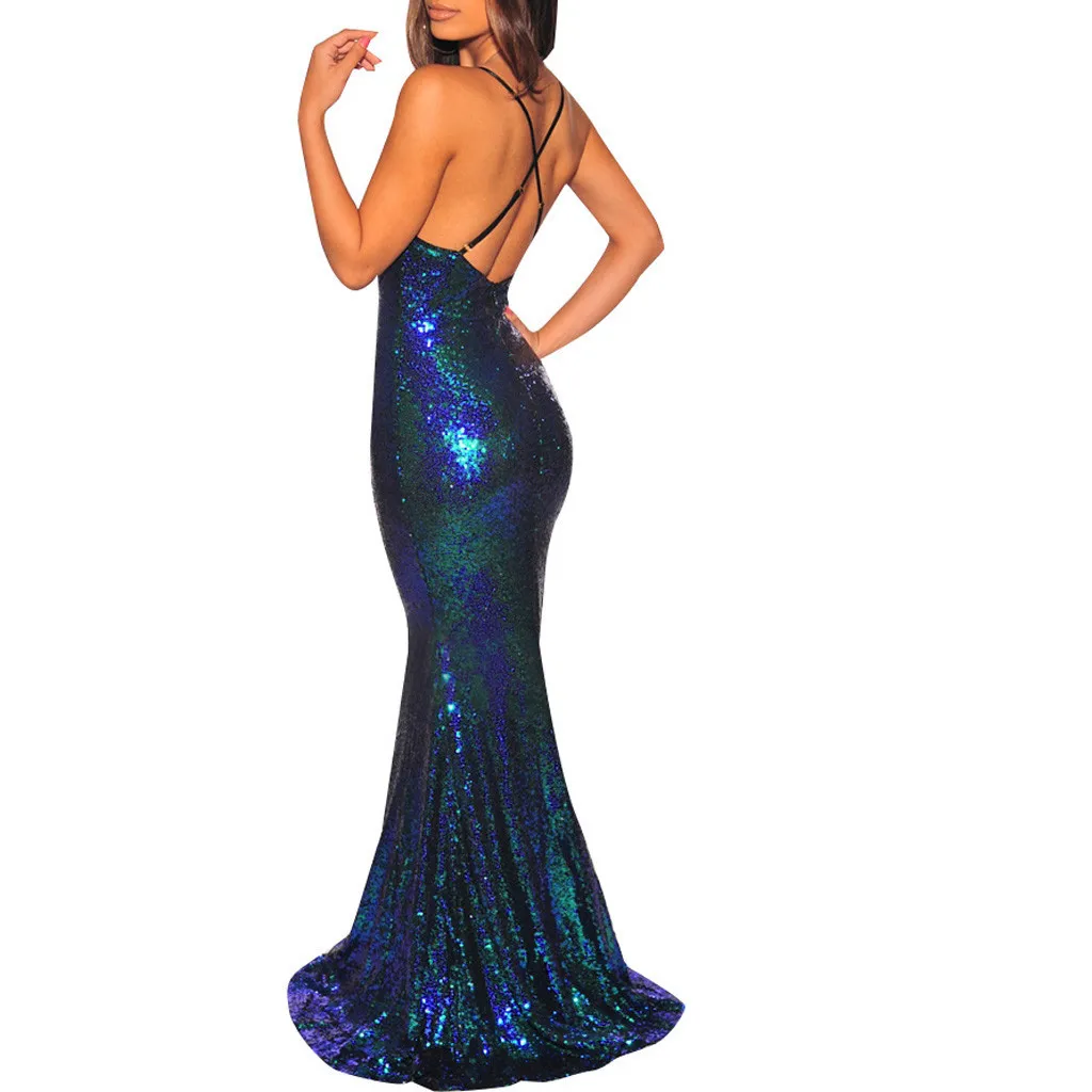 Женское сексуальное Макси платье с глубоким v образным вырезом