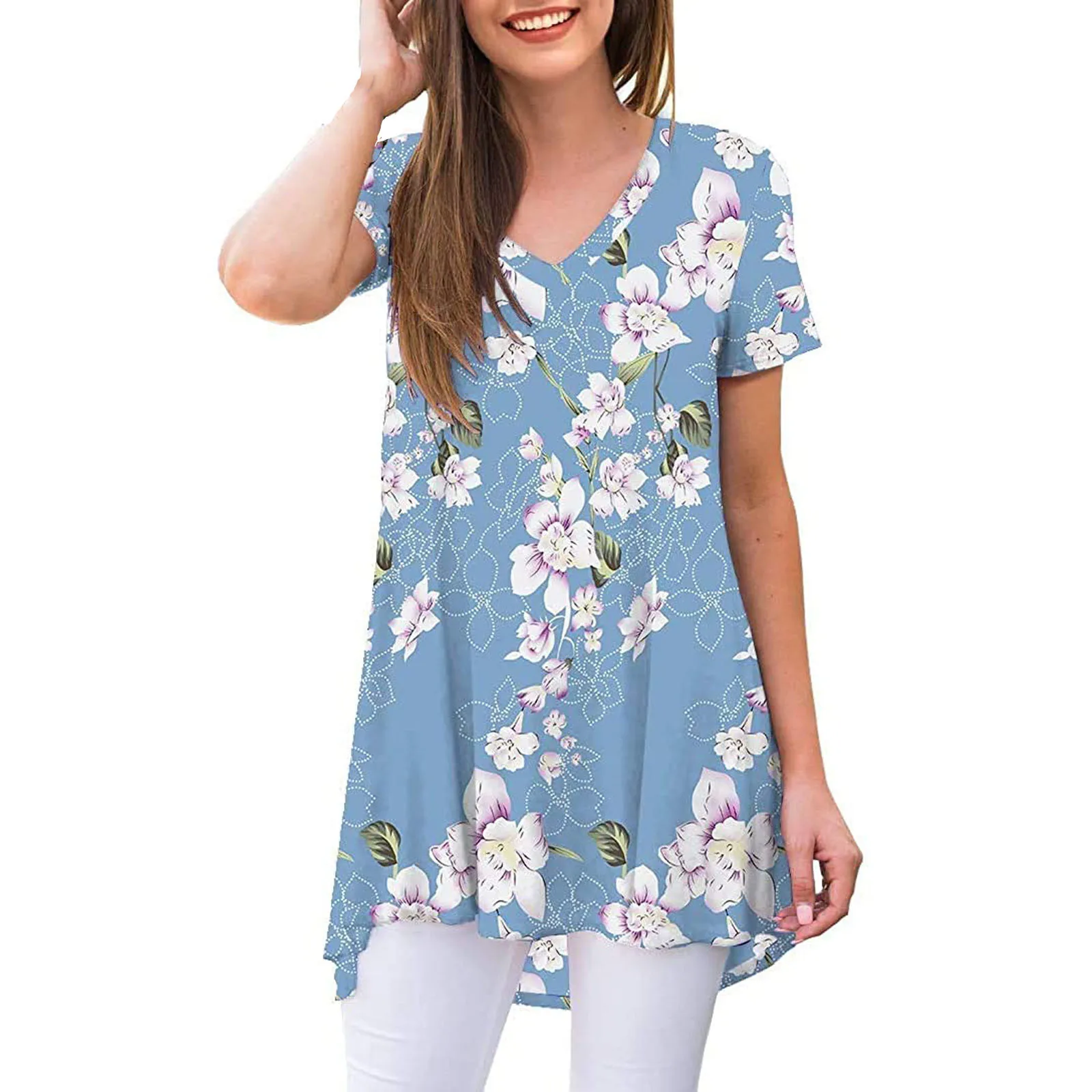 

Футболка женская с круглым вырезом, Модный повседневный Топ в стиле Харадзюку, свободная рубашка с принтом и коротким рукавом