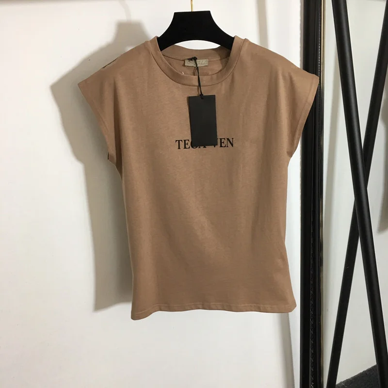 

Ladies New T-shirt Pure Cotton Round Neck Print Top Brand Ladies Top Trendy Fashion Casual Summer Top
