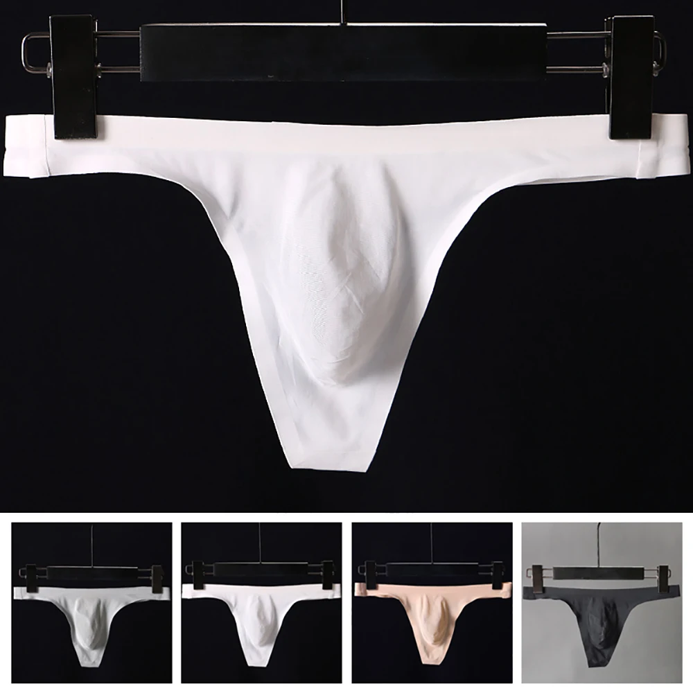 Men Underwear Sexy Low Rise Stretchy Briefs Breathable Thong T-Back Male Underpants Seamless Solid Comfortable Panties Intimates