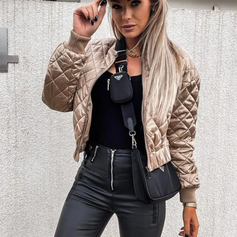 

Female Clothing Coat Winter New Long-sleeve Stand Collar Short Zipper Jacket Padded Women's Jacket Autumn 2021 Baseball Jacket