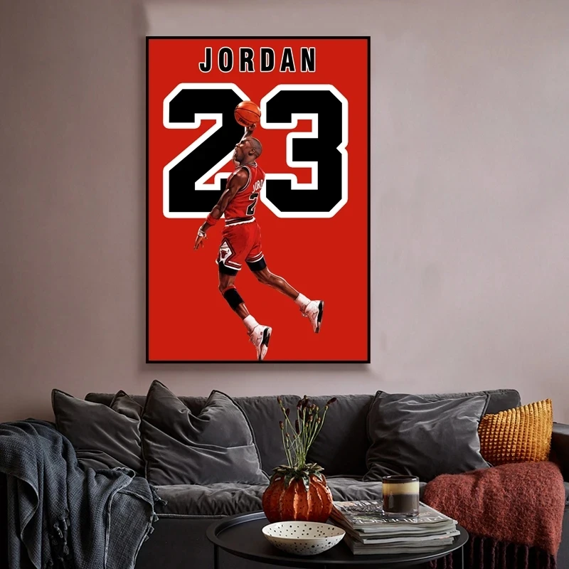 

Canvs Poster JORDAN 23 CANVAS Bulls Flyer Michael Jordan and James Fan Poster Print Canvas Painting Boy Room Decoration Painting