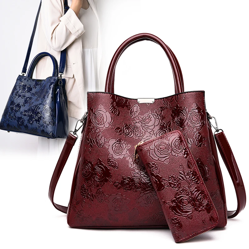 Женская сумка с тиснением розы модная вместительная через плечо 2019|Сумки