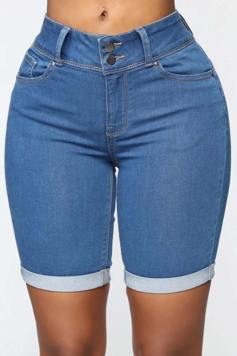 

Spot denim shorts TOP high elastic casual denim shorts were thin and comfortable home shorts