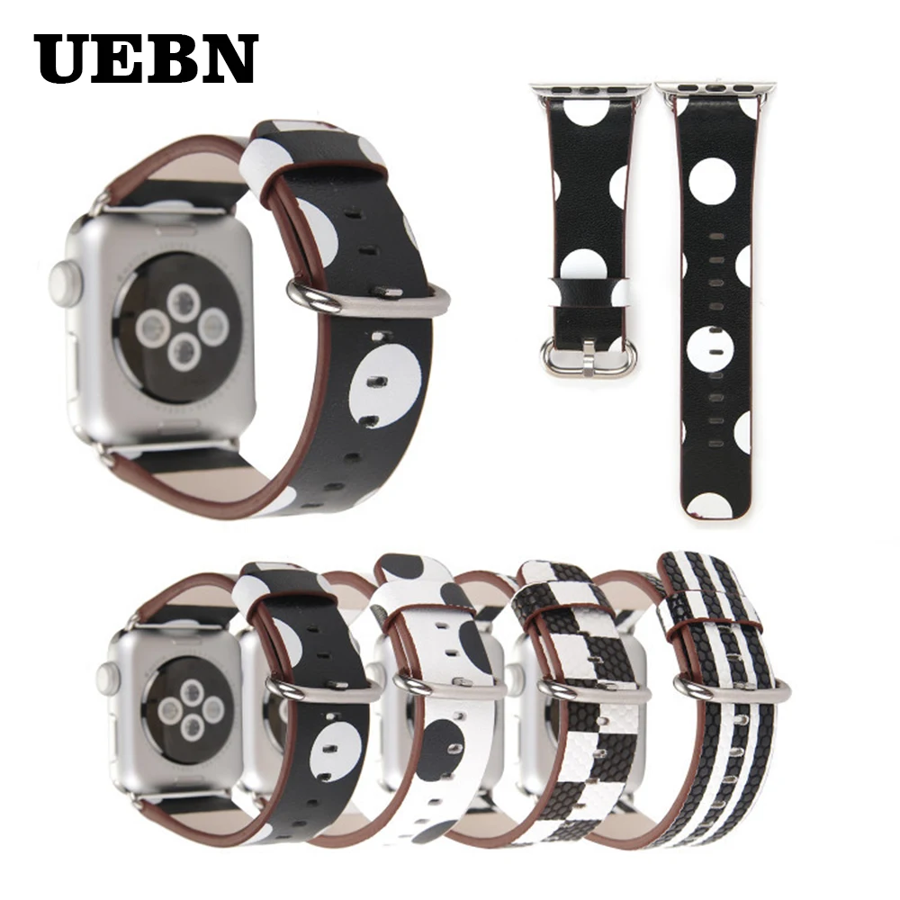 

Ремешок UEBN кожаный для apple watch 38 42 40 44 мм, классический кожаный браслет с пряжкой для iwatch series 4 3 2 1