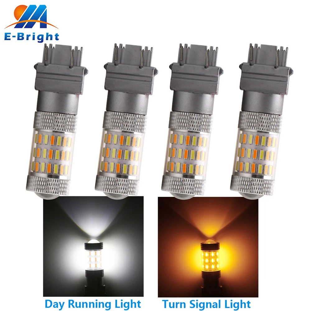 4 шт. 12V T25 3157 4014 60 SMD лампа 600Lm белый и янтарный двойной цвет светодиодный