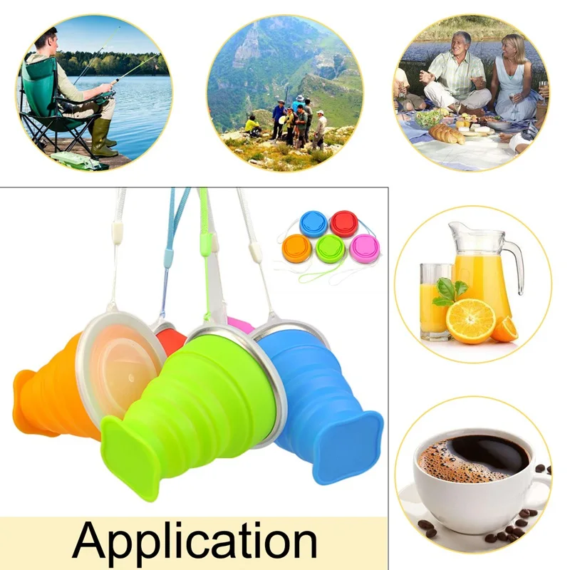 

Силиконовая Выдвижная складная чашка 1 Складная туристическая кемпинговая 200 мл