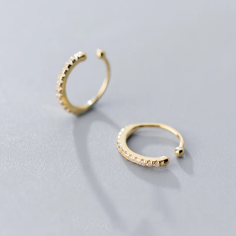 Gold ElfoPlataSi, серебро 925 пробы, сверкающие фианиты, серьги-манжеты на клипсах для женщин, серебро 925 пробы, ювелирные изделия, опт, ED225 - Окраска металла: Gold