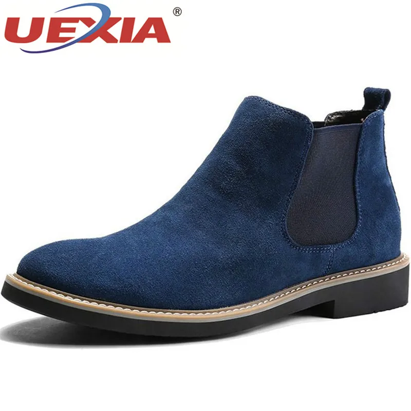 Мужские ботинки челси без шнуровки UEXIA классические замшевые с высоким берцем