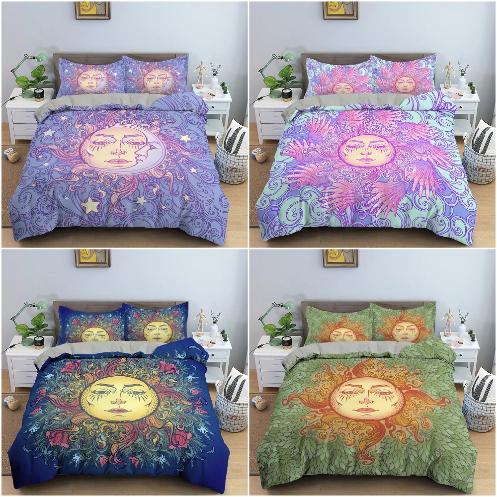 

Mandala Duvet Cover Set Sun and Moon Boho Bedding Set for Kids Teens Adults Soft Comforter Cover with Zipper Closure Full Size