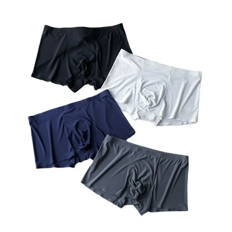 

4pcs/lot Seamless Men Boxers Luxury Silk Boxers Underwear Spandex 3D Crotch Boxer Nylon Underwear Shorts Slips