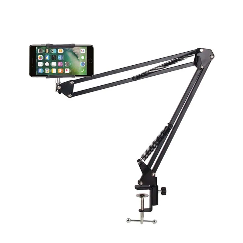 mobile phone tablet holder long arm flexible folding stand for phone desktop bed universal cellphone bracket metal clamp support free global shipping