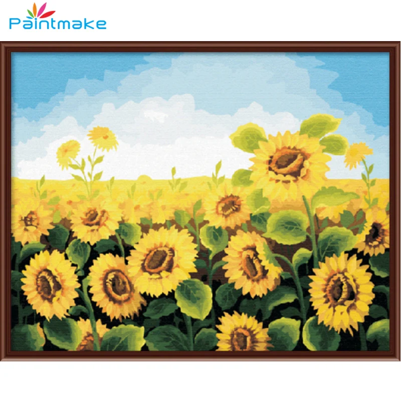 Paintmake Цветы DIY живопись по номерам наборы для рисования подсолнечное масло на