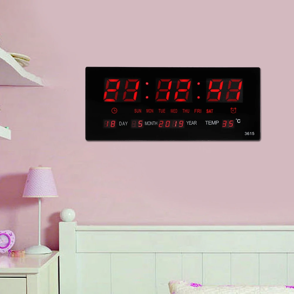 Цифровые светодиодные электронные настенные часы для дома спальни офиса с