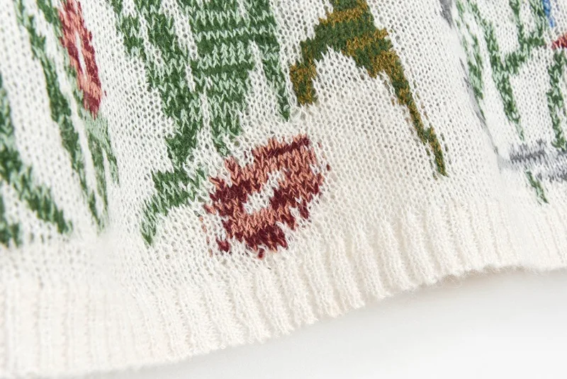 

Runway 2020 Women Perspective Pullover Loose Knit Sweater White Jacquard Hollow Out Female pull femme Korean Style Slim Fit