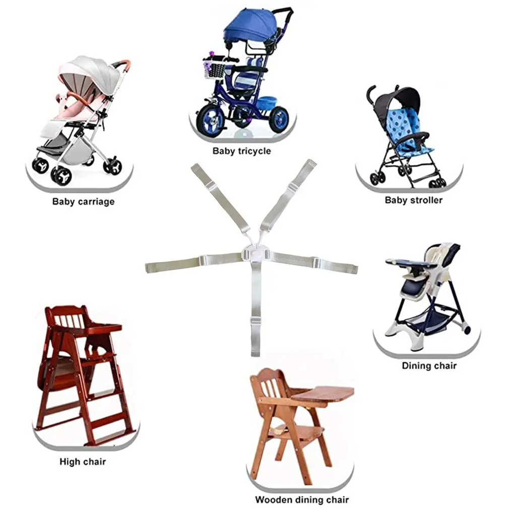

High Chair Harness Adjustable Child Chair Strap With Buckle Safety Belt 5 Point For Baby High Chair Pram And Stroller