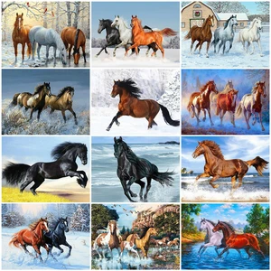 HUACAN картина по номеру лошадь животные сделай сам ручная роспись настенная живопись акриловая Раскраска по номерам подарок домашний декор