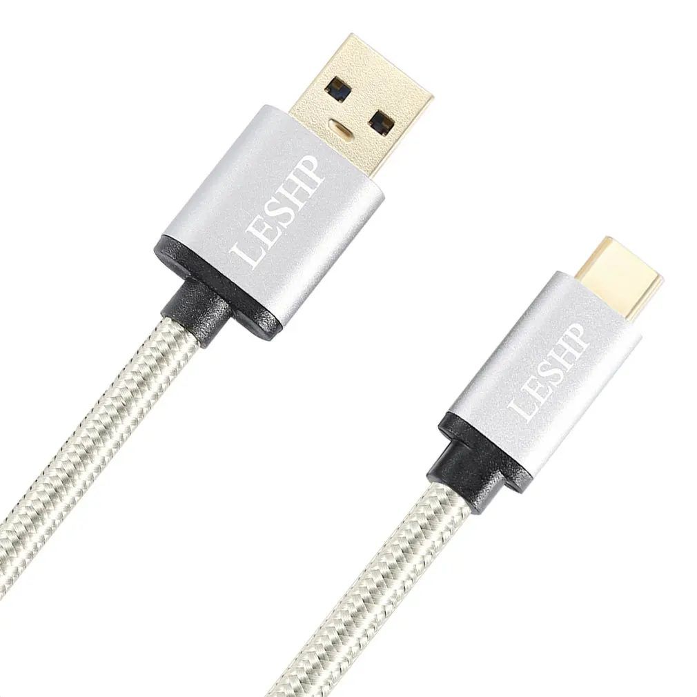 

LESHP Metal Shell Nylon Braided Lightweight Durable Safe Large Current USB3.0A to USB Type-C Charging Data Charger 1M Cable