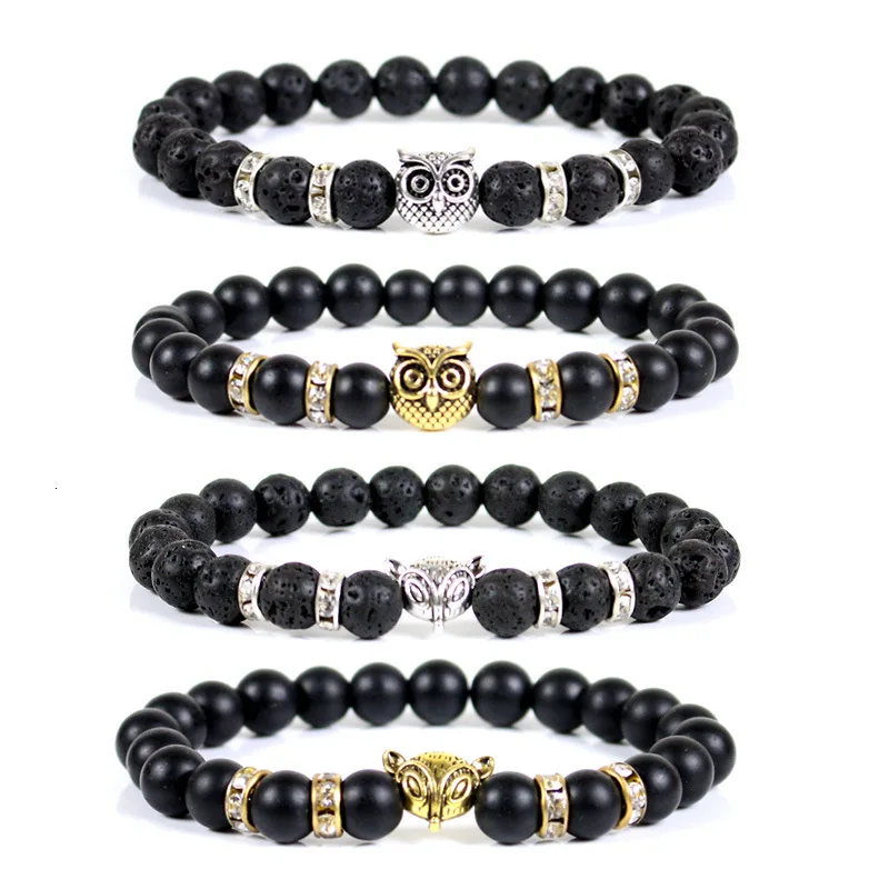 Модные матовые браслеты с бусинами из натурального камня для женщин черный