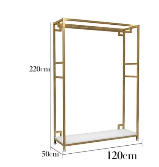 

High end wedding dress shop floor type display shelf photo studio shelf cheongsam dress hanger gold hanging wedding dress rack
