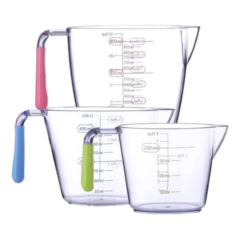 

Measuring Cup 3 Piece Set with Scale Transparent Plastic Measuring Cup Measuring Cylinder Measuring Cup