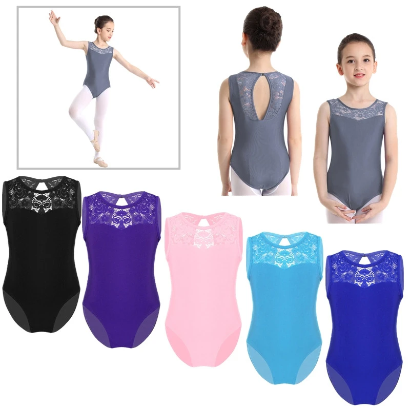 Балерина дети без рукавов Кружева сращивания балетная гимнастика Купальник