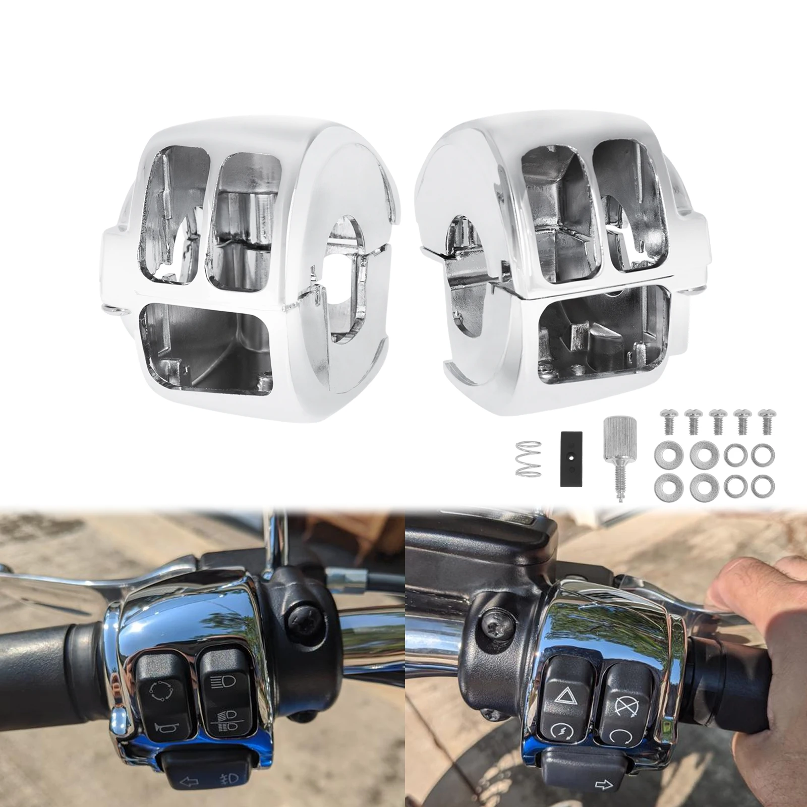Корпус переключателя на руль мотоцикла 2 шт. черный/хром для Harley Sportster XL Softail Slim FLS