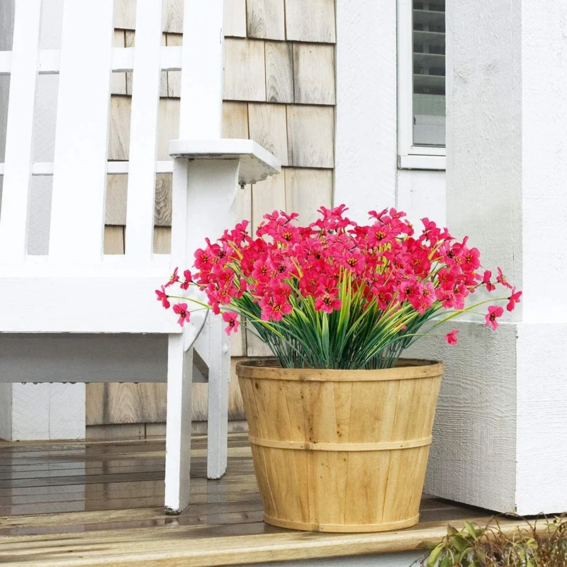 

12 Bundles Artificial Flowers Outdoor Fake Flowers No Fade Faux Plastic Plants Garden Porch Window Box Decorating