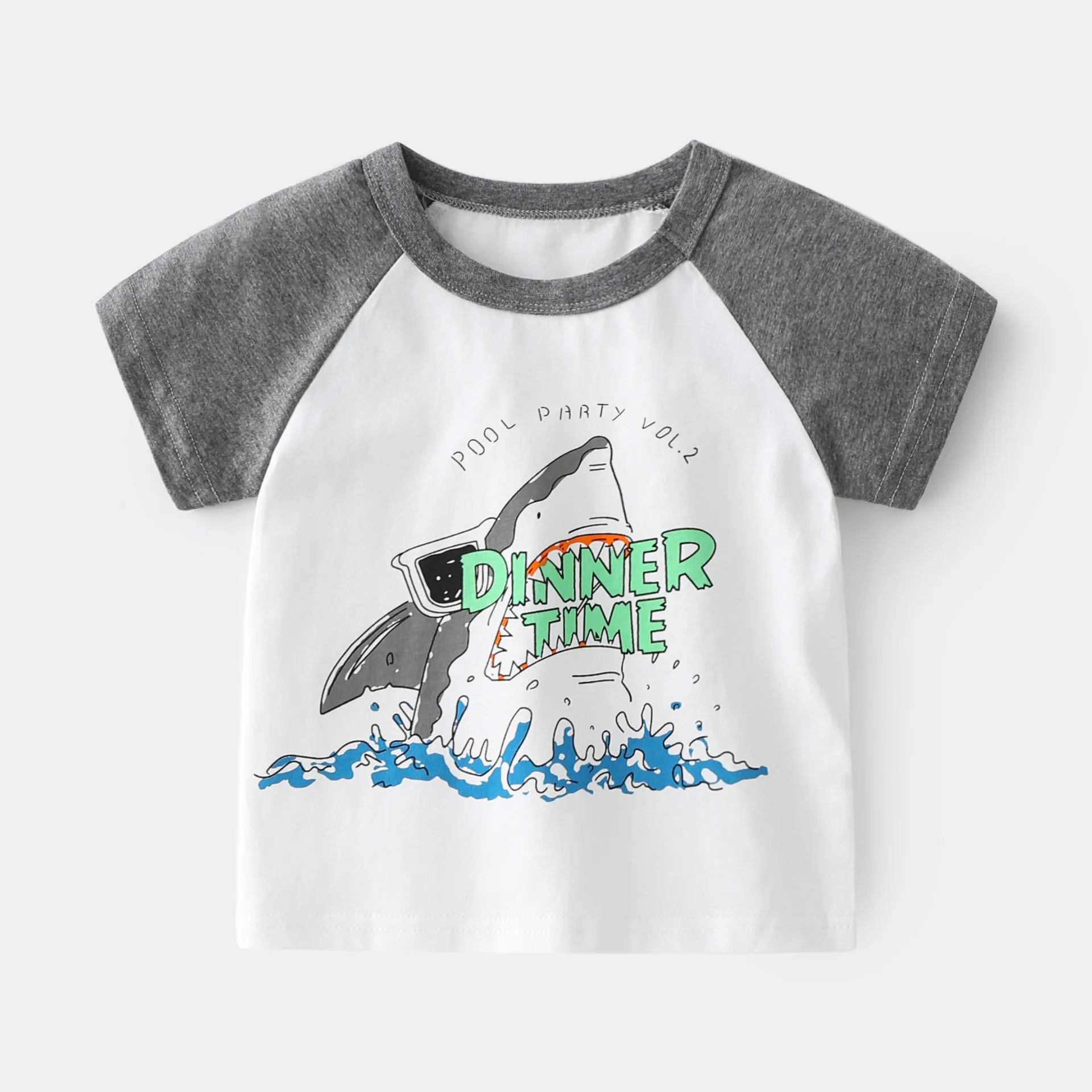 New 2021 Kids Boys T Shirts Fashion Cartoon Shark Print Short Sleeve T-Shirt Cotton Baby Summer Casual O-neck Tops Clothing | Мать и