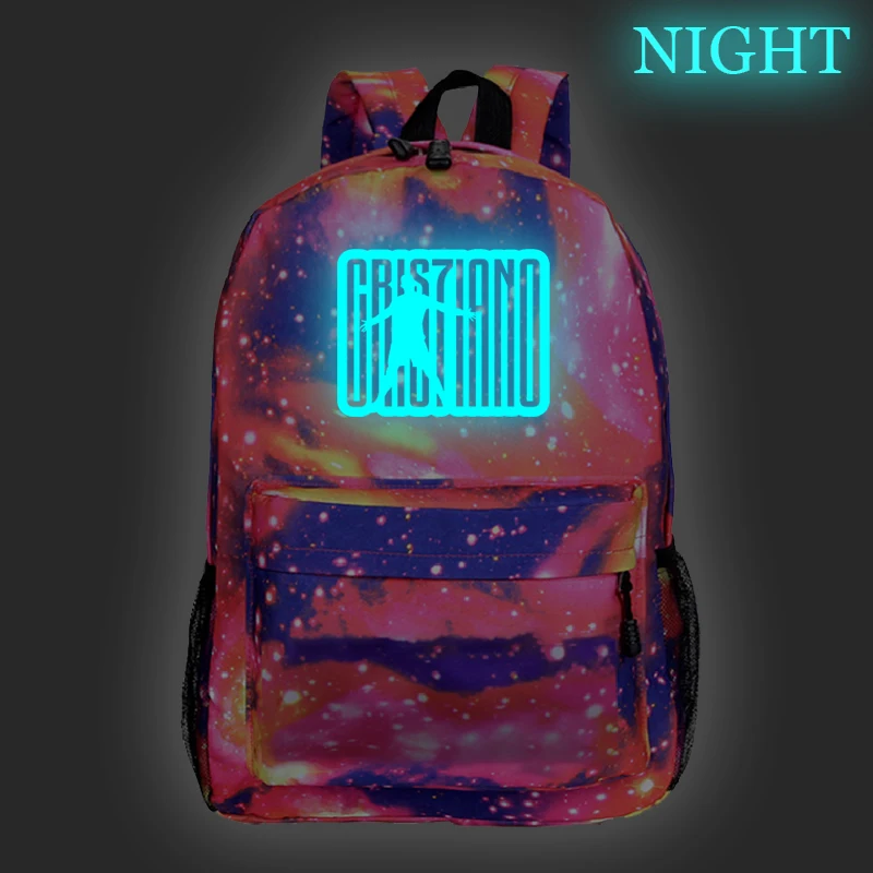 

Boys Girls Cristiano Ronaldo CR7 Luminous school Backpack fashion Night glow Laptop Backpack Teens CR7 Backpacks for kids teens