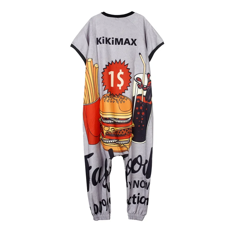 thailand tide brand hot drilling cartoon print thin denim jumpsuit summer short sleeve casual overalls jeans women free global shipping