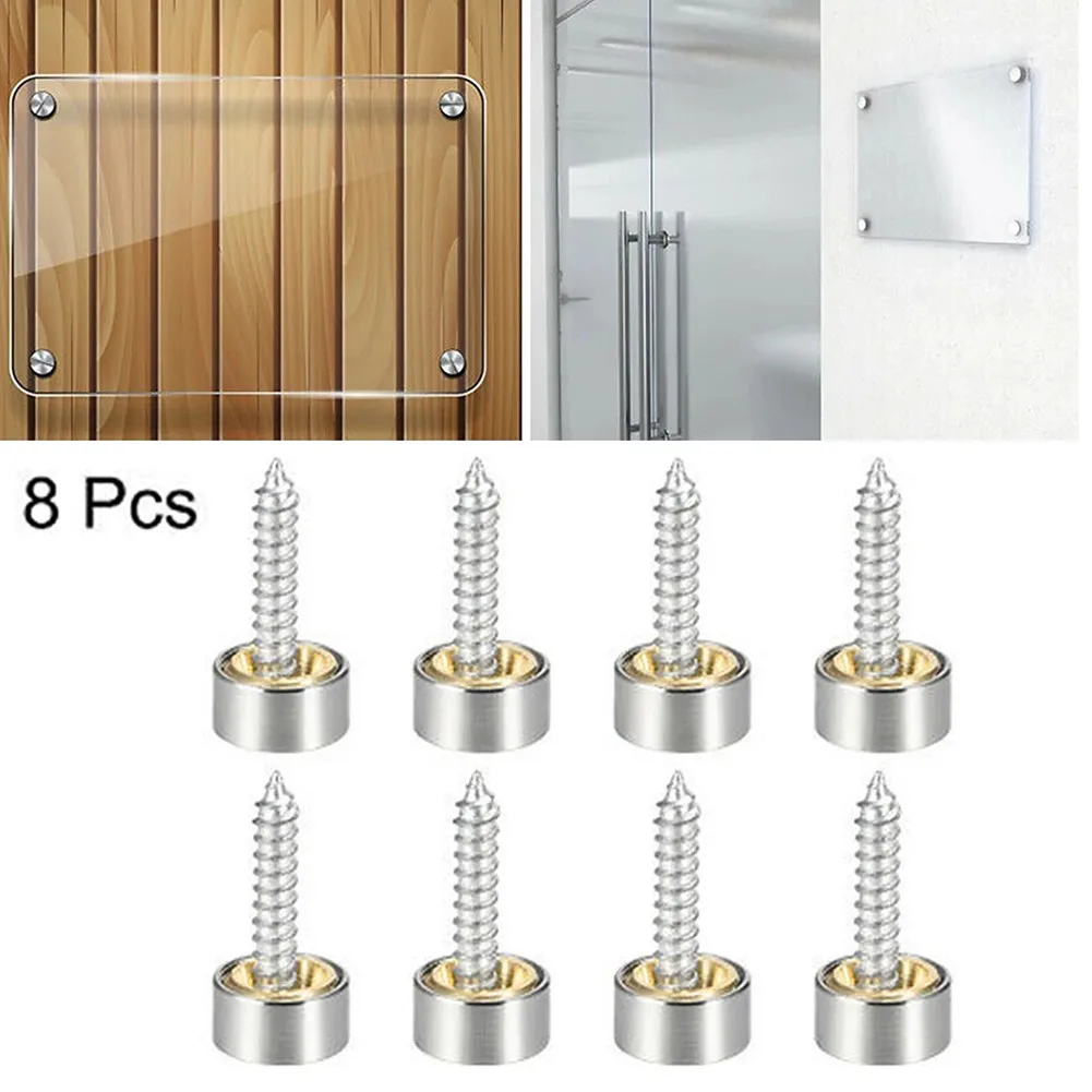 

8pc 16/19/22/25/30mm Stainless Steel Decorative Table Mirror Screw Cap Nails Advertising Mirror Nail Fasteners