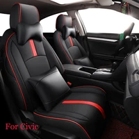 car special custom seat covers for honda civic 2016 2017 perfect protection seat cushion fashion leather stitching %ef%bc%88blackred%ef%bc%89
