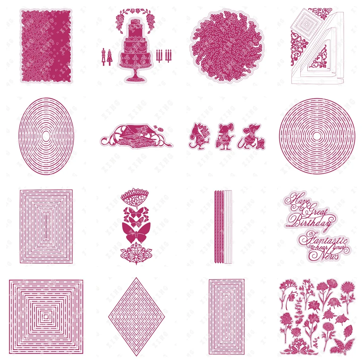 

2022 Valentines Day Flowers 3d Vintage Backdrop Strips Rectangle Circle Oval Multibox Mice Cake Cut Dies Set Diy Paper Card Gift