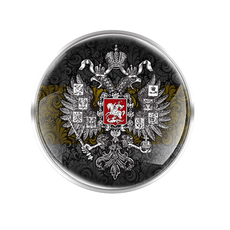

National Emblem of Russia Glass Cabochon Brooch For Men Women Coat Shirt Decoration Pins Gifts