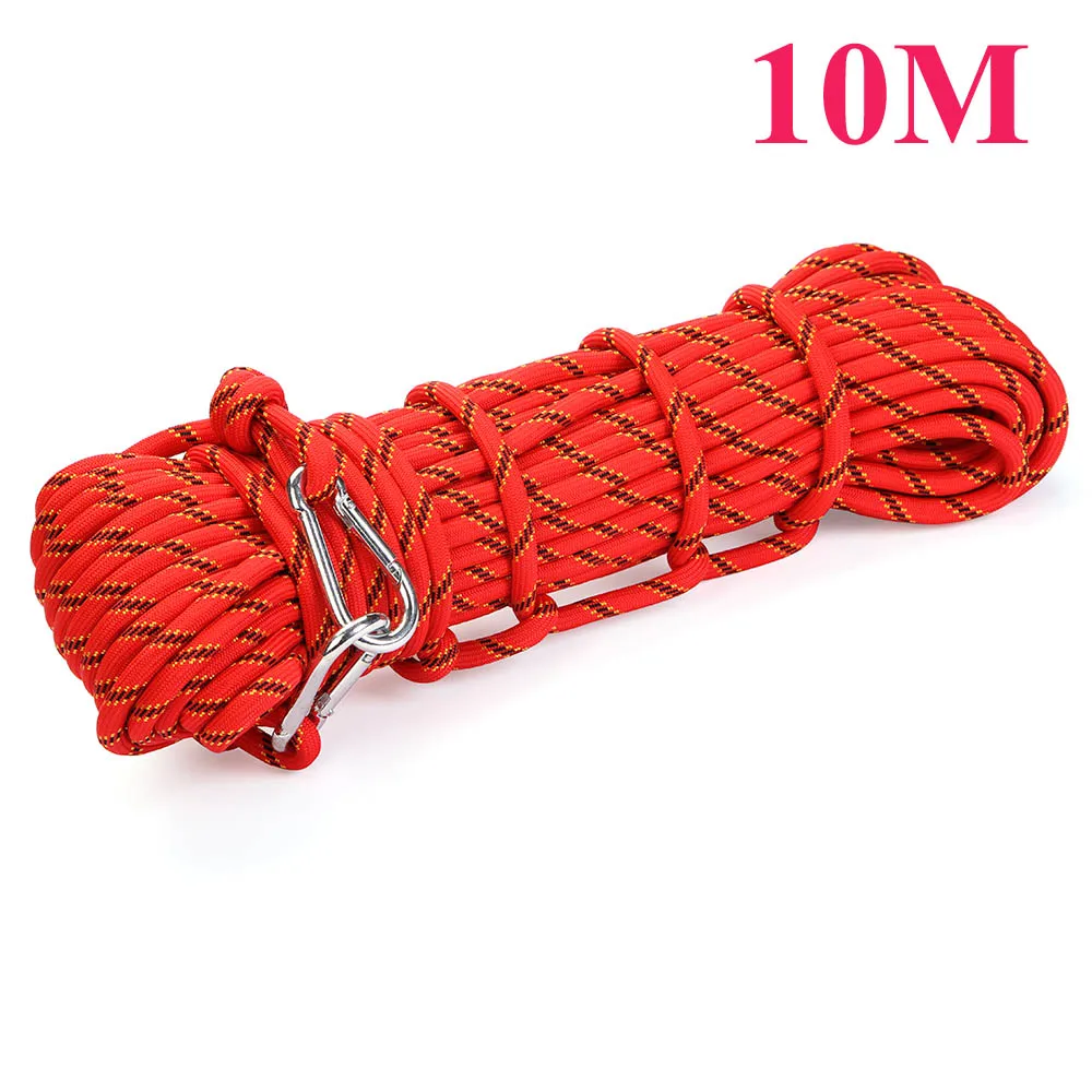 10m 10 м/50 м веревка для скалолазания 10 мм Оборудование Для Скалолазания на дереве снаряжение для выживания на открытом воздухе пожарный спасательный Канатный карабин - Цвет: 10m