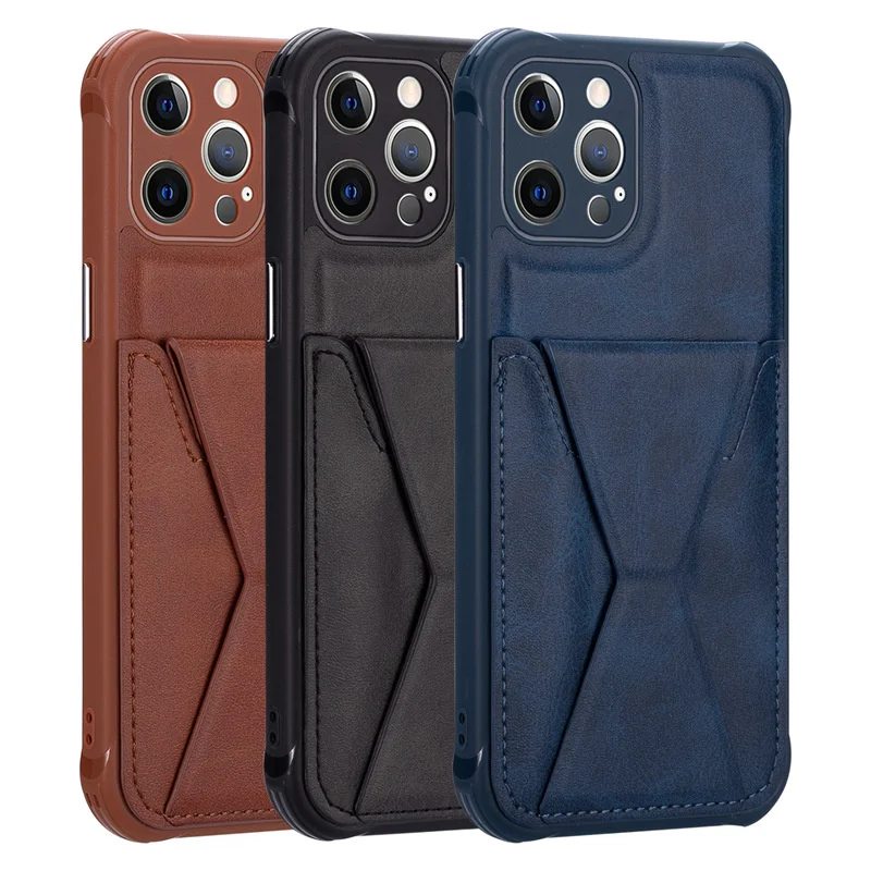 

Suitable for iphone12 portable hidden bracket business card cover iphone13 telescopic folding bracket mobile phone case