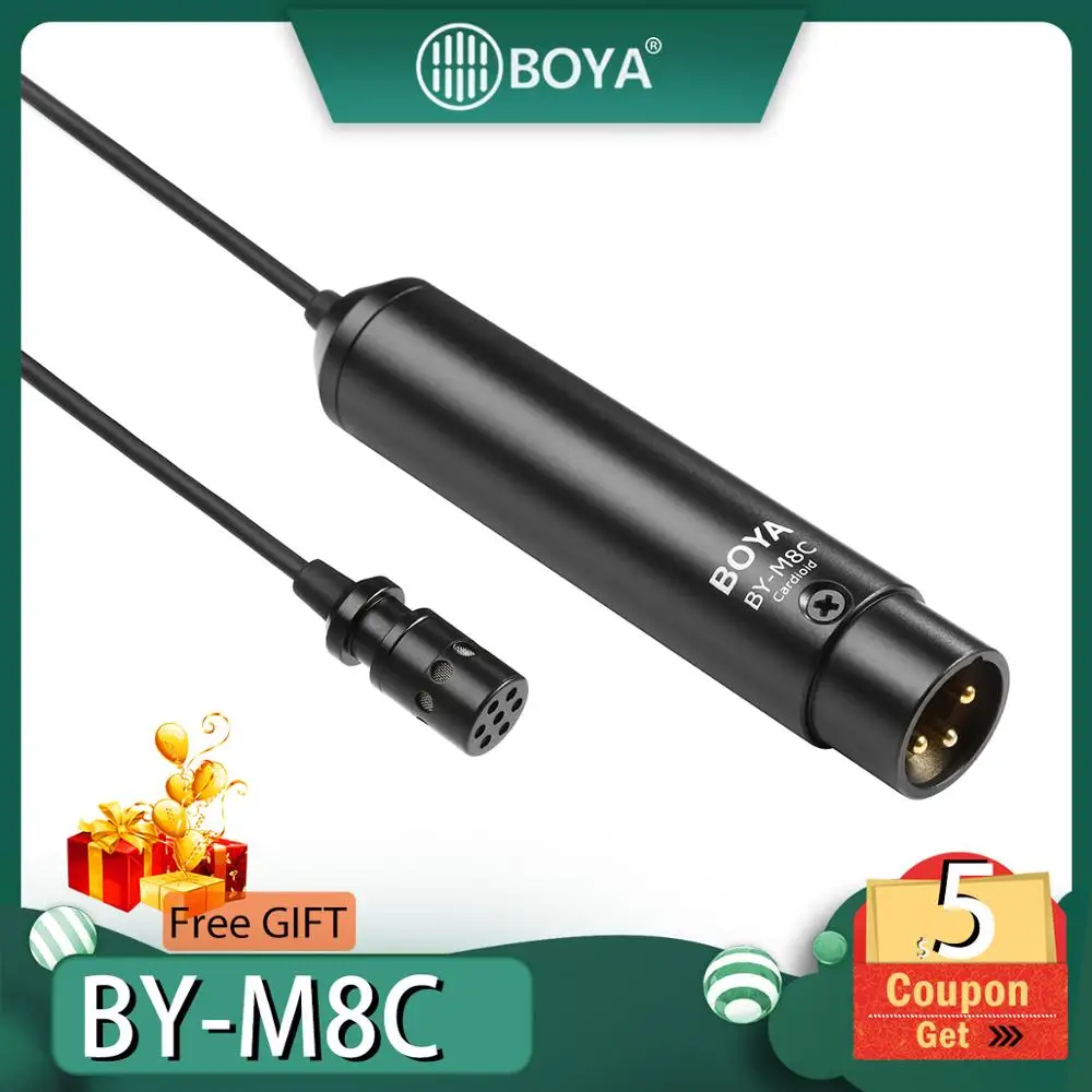 Boya BY M8C Phantom Power Cardioid XLR Electret конденсаторный микрофон Lavalier mic приобретает 48В