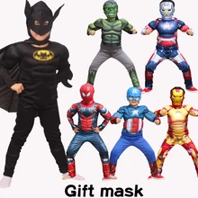 Halloween Kids Super Heroes Clothes Jumpsuit Captain Spiderboy Hulk Thor Muscle Cosplay Costumes Party Christmas Gift