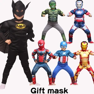 halloween kids super heroes clothes jumpsuit captain spiderboy hulk thor muscle cosplay costumes party christmas gift free global shipping
